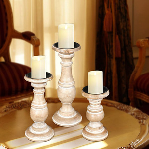 Gran oferta de portavelas de pilar de madera de mango, Juego de 3, proveedor mayorista personalizado, portavelas de madera decorativo para decoración del hogar - Product Image 5