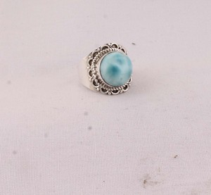 Bague en argent sterling 925 avec serti clos en larimar naturel, pierre précieuse bleue véritable pour femme, idéale pour mariage en février - Product Image 4
