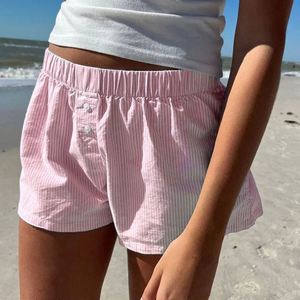 Shorts Casuales Holgados de Poliamida Transpirable con Cintura Alta Elástica para Mujer, Color Sólido, Venta al Por Mayor, MARCA PERSONALIZADA WS-0009, 120g, Tejido de Punto - Product Image 3