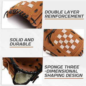 FITME SPORTS Professional <b>Baseball</b> Catcher <b>Gloves</b> Leather Right-Handed Full Finger Training Mitt Thick Palm Shell 12.5 Inch - Product Image 3
