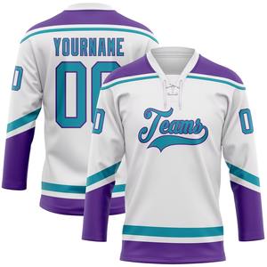 Nouveau Maillot de Hockey sur Glace Tendance Personnalisé avec Nom d'Équipe, Unisexe Adulte, en Maille Respirante, Col en V, Manches Longues, 100% Coton - Product Image 4