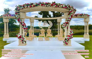 Sublime Indian Wedding <b>Decor</b> Triveni Mandap Hindu Marriage Wooden Carved Triveni Mandap Indian Wedding Wooden Accent Mandap USA - Product Image 6
