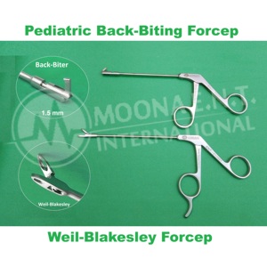 MOONA E.N.T. Pince à mâcher pédiatrique 1,5 mm et Pince nasale Weil-Blakesley, Instrument chirurgical ORL CE ISO13485 - Product Image 1