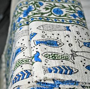 ผ้าห่มพิมพ์ลายปลา ทำมือ 100% ผ้าฝ้าย เป็นมิตรกับสิ่งแวดล้อม ทันสมัย ใช้ได้ทุกฤดู สำหรับโซฟาและห้องนั่งเล่น ตกแต่งบ้าน - Product Image 3