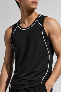 <b>Top</b> Trending Custom <b>Men's</b> <b>Black</b> O-Neck Sleeveless <b>Tank</b> <b>Top</b> Knitted Polyester Quick Dry Sporty Fit Breathable Eco-Friendly - Product Image 3
