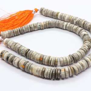 Cuentas de Jaspe Bumble Bee AAA Heishi de 7-8 mm con forma de neumático, cuentas de piedras preciosas Bumble Bee de 8 pulgadas para joyería - Product Image 2