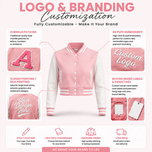 Veste Courte Personnalisée Femme OEM Marque Privée Mélange de Laine Blouson Baseball Faible MOQ Vente Directe Usine - Product Image 3