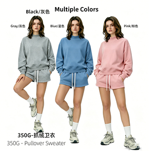 Sudadera de Forro Polar Color Macaron con Cuello Medio Alto, Estilo Urbano Americano, Ropa de Mujer a la Moda, Venta Transfronteriza - Product Image 2