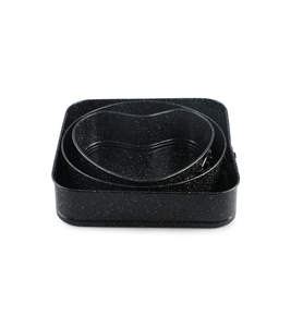 Ensemble de moules à gâteau en acier au carbone avec fond amovible, revêtement antiadhésif en granit, forme cœur, ronde et carrée, pour une cuisson uniforme - Product Image 1