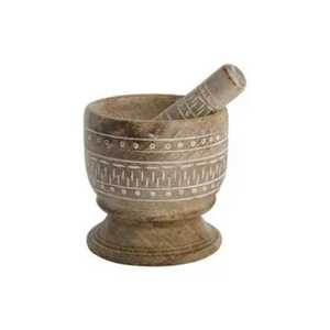Ensemble mortier et pilon en pierre sculptée, broyeur manuel d'épices gravé, broyeur d'herbes durable, outil de broyage de pilules pharmaceutiques - Product Image 1