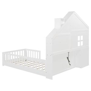 Letto singolo bianco per bambini con finestra, cassetti laterali e mensole, set di prese e porta USB - SKU precedente - Product Image 6