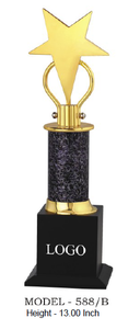 Trophée étoile avec finition plaquée or et base en bois noir, modèle 588, en métal moulé sous pression, prêt pour les sports et les jeux - Product Image 6