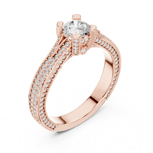 แหวนเพชรทรงกลมทองคำ 14K สีเหลืองทอง สำหรับผู้หญิง สวมใส่ในงานปาร์ตี้ เพชรเพาะเลี้ยงใหม่ - Product Image 6