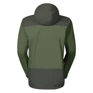 Chaqueta cortavientos impermeable de color negro sólido al por mayor, diseño personalizado, bolsillo frontal, cremallera de cuarto de tamaño grande, para hombre - Product Image 2