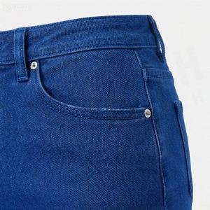 Falda lápiz vaquera de cintura alta para mujer, estilo casual, color liso, hasta la rodilla, con bolsillo y dobladillo deshilachado - Product Image 5