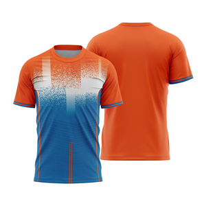 Custom Sublimated <b>Soccer</b> Jersey Men Orange Blue Gradient Crew Neck Short Sleeve Moisture Wicking Lightweight Color Blocked - Product Image 1