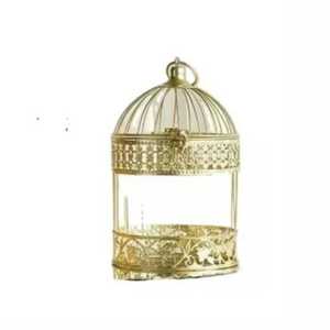 Cage à oiseaux décorative en métal doré de luxe, cage à oiseaux en filigrane pour centre de table de mariage, fête, table, décoration intérieure - Product Image 1