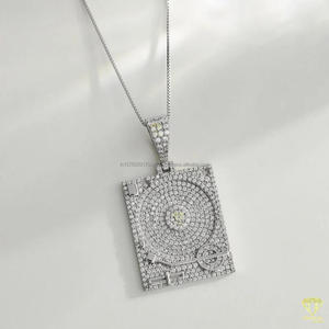 Fully Iced Turntable Pendant Necklace For DJs Music Lovers With Moissanite Diamonds Sterling Silver Hip Hop Jewelry - Product Image 1
