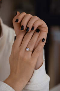 Anillo de compromiso de oro macizo de 14k con diamantes talla baguette para mujer, estilo clásico, certificado IGI - Product Image 6