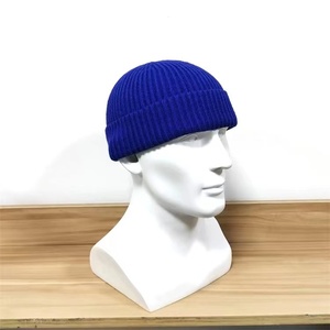 Bonnet en tricot bleu unisexe 100% acrylique, bonnet d'hiver pour le ski, couleur unie, style décontracté, taille adulte 56-58CM - Product Image 2