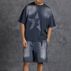 Conjuntos de Verano para Hombre, Camiseta y Pantalones Cortos Casuales, Traje Deportivo Masculino, Chándal de Color, Trajes Holgados - Product Image 3