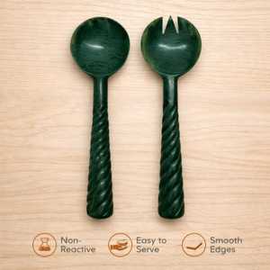 ชุดเสิร์ฟสลัดเรซิ่นธรรมชาติแบบใหม่ พร้อมด้ามจับเรซิ่น ชุดอาหารค่ำสุดทันสมัย ช้อนและส้อมเสิร์ฟสลัดรูปทรงแตร - Product Image 4