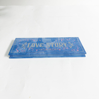 Boîte rigide de luxe bleue pour palette de maquillage vide, organisateur de fards à paupières avec fenêtre, gaufrage et pelliculage mat