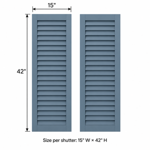 Persianas Exteriores de Madera Maciza Personalizadas, Paneles de Celosía Fijos Azul Gris para Decoración del Hogar, Persiana de Madera Maciza - Product Image 2