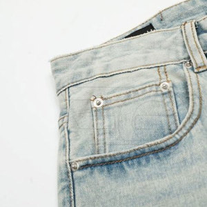 Jean short pour homme, coupe droite, décontracté, léger et respirant, idéal pour l'été, durable, 100% coton, taille mi-haute, pour l'extérieur et la mode. - Product Image 4