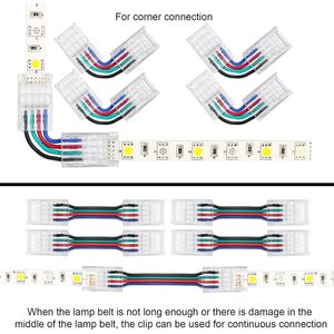 Connettori LED a 4 pin da 10 mm senza saldatura, trasparenti, per illuminazione a binario, 20 pezzi, per strisce LED 5050 da 5 metri - Product Image 3