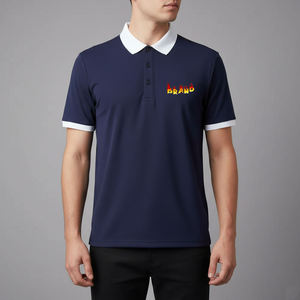 Chemises polo pour hommes de haute qualité 100% coton, bicolores, logo imprimé personnalisé, manches courtes, séchage rapide, style poche, vêtements d'été - Product Image 5