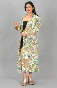 Bata de algodón elegante estampada para mujer, manga media, con lazo frontal, de longitud completa, de secado rápido, estilo kimono romántico, regalo de Navidad - Product Image 3