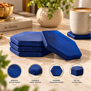 Juego de Posavasos Hexagonales de Resina Epoxi para Tazas de Té, Café y Tazas |   Posavasos Azules para Mesa de Comedor, Decoración para el Hogar y la Oficina, y Regalo para Mesa - Product Image 2
