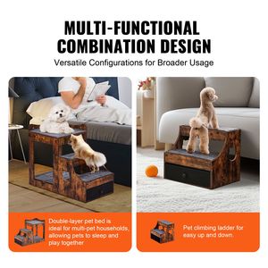Letto a castello multi-livello rimovibile per animali domestici con scale e contenitore, lettino da finestra per cani/gatti, elegante divano letto per animali domestici - Product Image 3