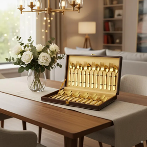 ชุดช้อนส้อมสแตนเลสขัดเงา 4 ชิ้น สีเงิน ชุดอุปกรณ์รับประทานอาหารหรูหรา ช้อน ส้อม มีด สำหรับใช้ในบ้านและโรงแรม - Product Image 4