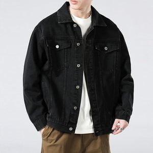 Chaqueta de Mezclilla Negra para Hombre, Corte Regular, Color Sólido, Cierre de Botones, Estilo Casual, Ropa de Otoño, 100% Algodón - Product Image 4