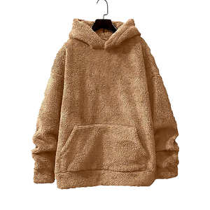 Sweat-shirt à capuche en molleton noir pour homme, épais et chaud pour l'hiver, couleur unie, manches longues, anti-boulochage, en polyester - Product Image 4