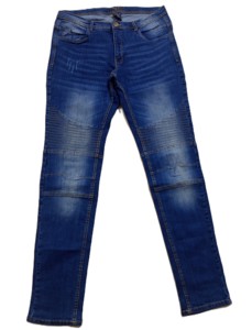 Jean en denim de haute qualité pour homme, 98% coton, 2% élasthanne, coupe droite taille haute, délavage clair, style streetwear hip-hop - Product Image 2