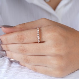 Elegante Anillo de Boda de Moissanita con Corte Marquesa en Oro de 14K, Anillo Apilable Cónico Único para Mujer, Joyería Moderna para Aniversario, Regalo - Product Image 6
