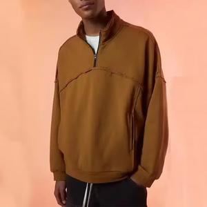 Veste Anorak Homme Personnalisée Couleur Unie Col Montant Fermeture Éclair Coton Épais Trench à Capuche pour l'Extérieur - Product Image 1