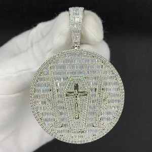 Jesus Cross Themed Pendant With Crystal Rhinestone Inlay Moissanite + 925 Silver Alloy <b>Religious</b> Charm For <b>Gift</b> - Product Image 2