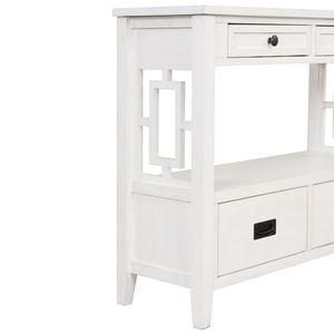 Mesa Consola de Madera de Pino Estilo Rústico de 36 Pulgadas con 4 Cajones y 1 Estante de Almacenamiento para Entrada, Sala de Estar o Dormitorio - Product Image 6