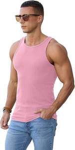 Men's High Quality Poly Spandex Gym Sports Vest Top Custom Logo Ribbed Muscle Fit Tank Knitted Casual <b>Running</b> - Product Image 5