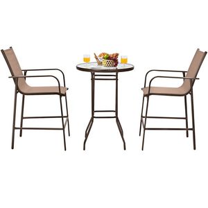 Outdoor Patio <b>Bar</b> <b>Table</b> <b>Stool</b> Set of 3 Pieces for Garden Use - Product Image 1
