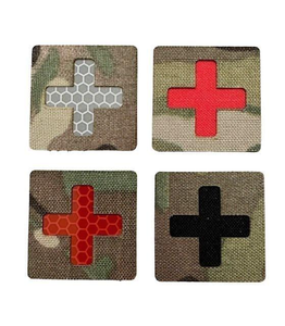 Iron-On Cross Patch <b>Set</b> <b>Square</b> Embroidered Fabric Patches Red White Gray Black Canvas Material - Product Image 4