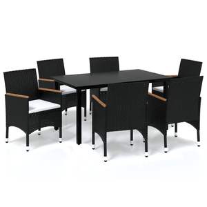 Conjunto de Comedor de Ratán PE Negro de Durabilidad Media para Jardín - Product Image 2