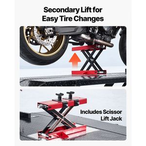 Bomba hidráulica eléctrica con capacidad de 1500 Lbs, elevador de tijera, calzo para ruedas, altura de elevación de 9.05 a 41.73 pulgadas, mesa elevadora para motocicletas de 78 pulgadas - Product Image 6