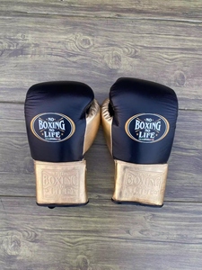 Guantes de Boxeo de Cuero Profesional en Dorado Metálico y Negro, Sin Boxeo No Hay Vida, con Cordones, Equipo Auténtico Mexicano para Combate y Sparring - Product Image 6
