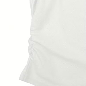 Pull court tricoté compressé violet pour femme, style décontracté, à col blanc et manches longues, couleur unie - Product Image 4