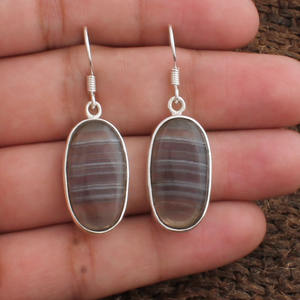 Pendientes de Fluorita Ovalada Natural al por Mayor, Pendientes de Plata de Ley 925 con Piedras Preciosas para Mujer, Joyería Fina a Precio de Fábrica - Product Image 1